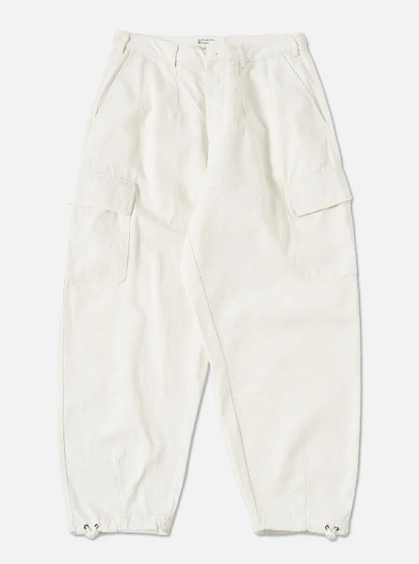 Men's Suits with Matching Ties and Pocket SquaresUniversal Works Loose Cargo Pant in Winter White Winter Twill