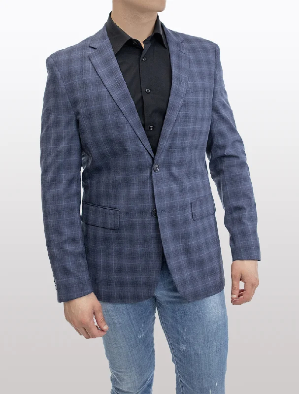 Men's Suits with Half-Canvas ConstructionsFUBU Slim Fit Medium Blue Graphic Sport Jacket