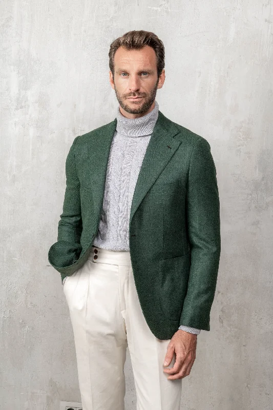 Men's Suits with Athletic FitsGreen jacket in wool and cashmere - Made in Italy