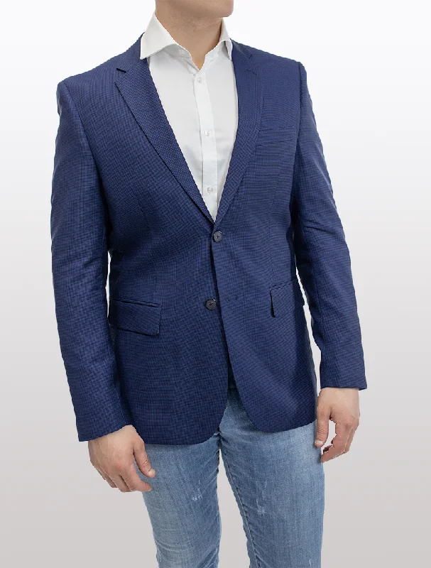 Men's Suits with Satin LiningsFUBU Slim Fit Blue Houndstooth Sport Jacket