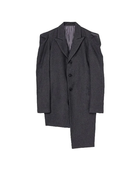 Men's Suits with Flat-Front TrousersW/C TWILL WASHER SLV GUSSET UNBALANCE LONG JACKET