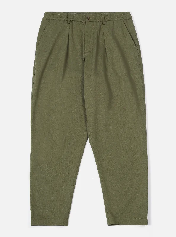 Men's Suits with Cotton LiningsUniversal Works Pleated Track Pant in Light Olive Twill