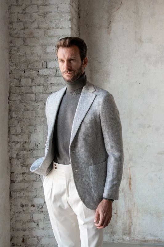 Men's Suits with Unstructured JacketsGrey Prince of Wales jacket - Made in Italy