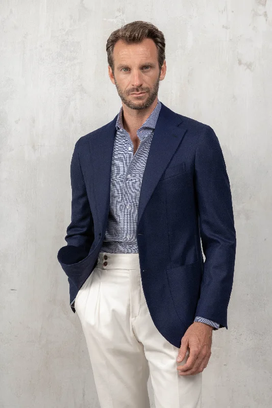 Men's Suits with Three-Button JacketsBlue jacket in wool and cashmere - Made in Italy