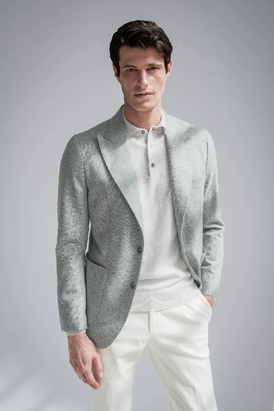 Stylish Men's Velvet SuitsSage herringbone jacket "Soragna Capsule Collection" - Made in Italy