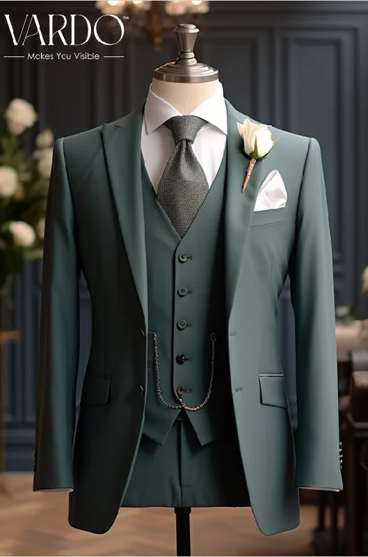 Men's Suits with Brass ButtonsDapper Style: Teal Green Three Piece Suit for Men - Premium Quality and Timeless Elegance - Tailored Suit - The Rising Sun store, Vardo