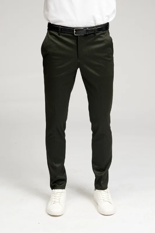 Men's Suits with Structured JacketsPerformance Pants - Dark Green Striped (Limited)