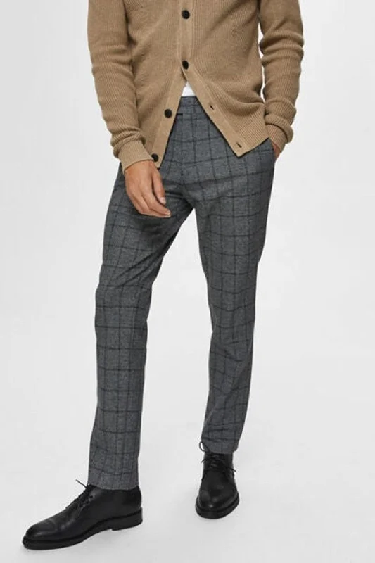 Men's Suits with Ticket PocketsPerformance Premium Trousers - Dark grey (checked)