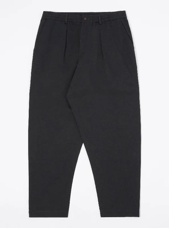 Men's Suits with Belt LoopsUniversal Works Pleated Track Pant in Black Twill