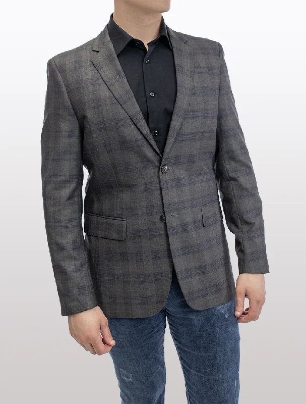 Men's Suits with Unstructured JacketsFUBU Slim Fit Brown Glen Check Sport Jacket