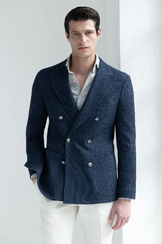 Designer Men's Bespoke SuitsNavy double breasted jacket - Made in Italy