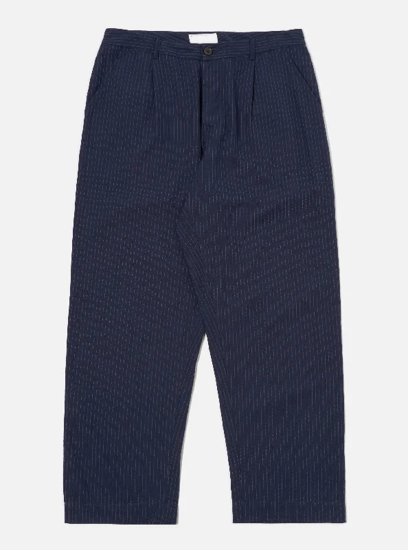 High-Quality Men's Custom SuitsUniversal Works Duke Pant in Navy Cotton Pinstripe