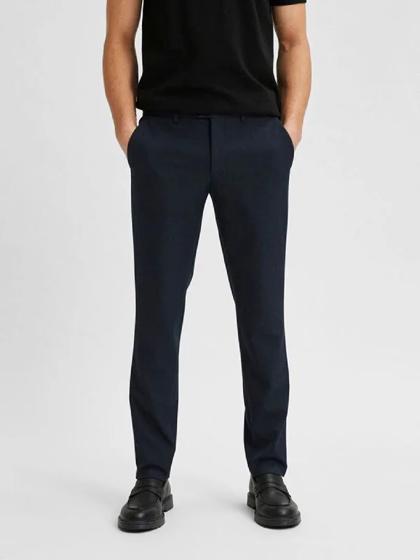 Warm Men's Wool-Blend SuitsPerformance Premium Trousers - Navy