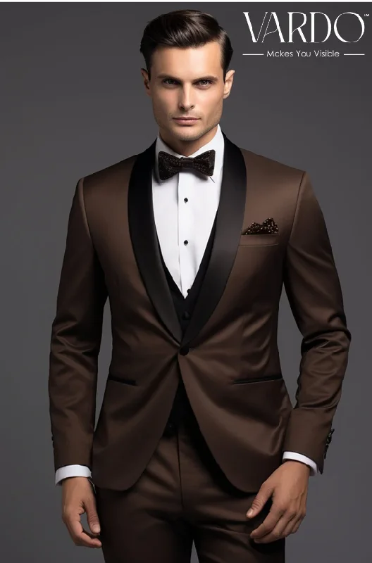 Men's Suits for Sports EventsElegant Coffee Brown Tuxedo Suit for Men - Premium Formal Wear - Tailored Suit - The Rising Sun store, Vardo