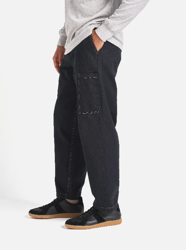 Men's Suits for Cocktail PartiesUniversal Works Coverall Pant in Black Cali Denim