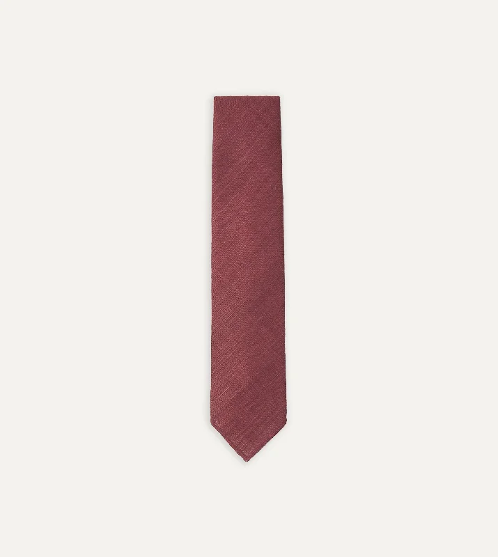 Lightweight Men's Summer SuitsBurgundy Tussah Hand Rolled Silk Tie