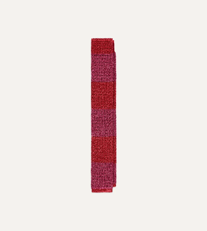 Men's Suits for Everyday WearPink and Red Knitted Silk Solid Colour Tie