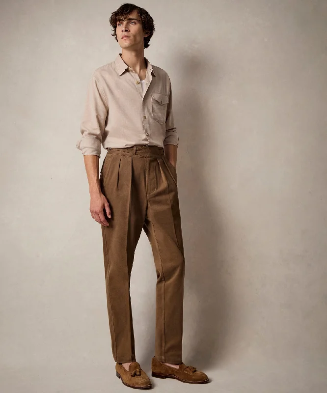 Luxurious Men's Silk-Lined SuitsItalian Brushed Cotton Gurkha Trouser in Light Brown