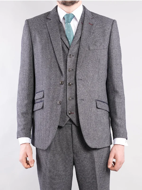 Men's Suits with Pass-Through PocketsGrey 3-Piece Tweed Suit