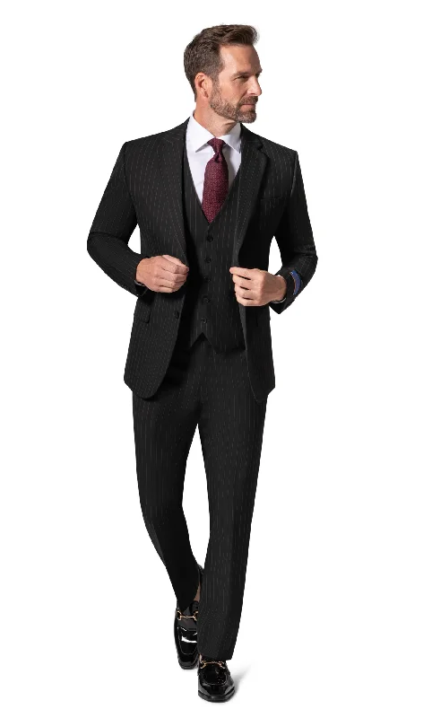 Men's Suits with Side-Adjustable Trouser WaistsBerragamo BP04K-E32 3PC Slim Suit - Black