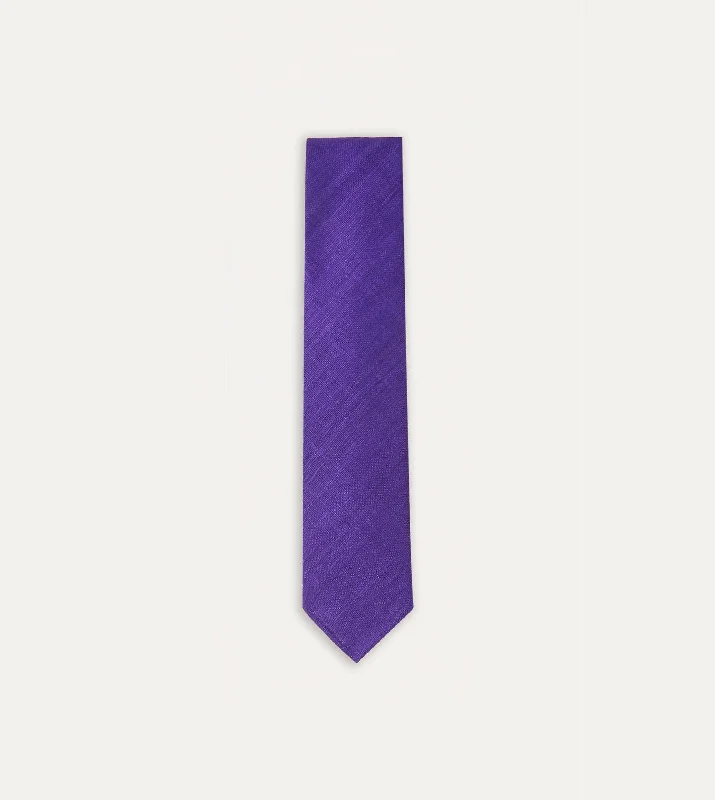 Men's Suits with Three-Button JacketsPurple Tussah Hand Rolled Silk Tie