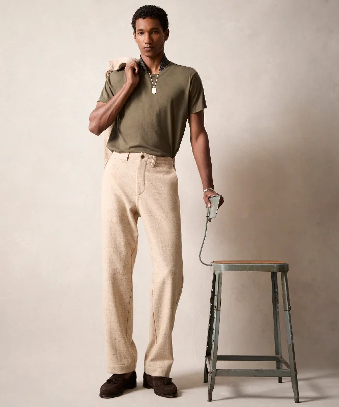 Men's Suits with Satin LiningsRelaxed Donegal Trouser in Oatmeal