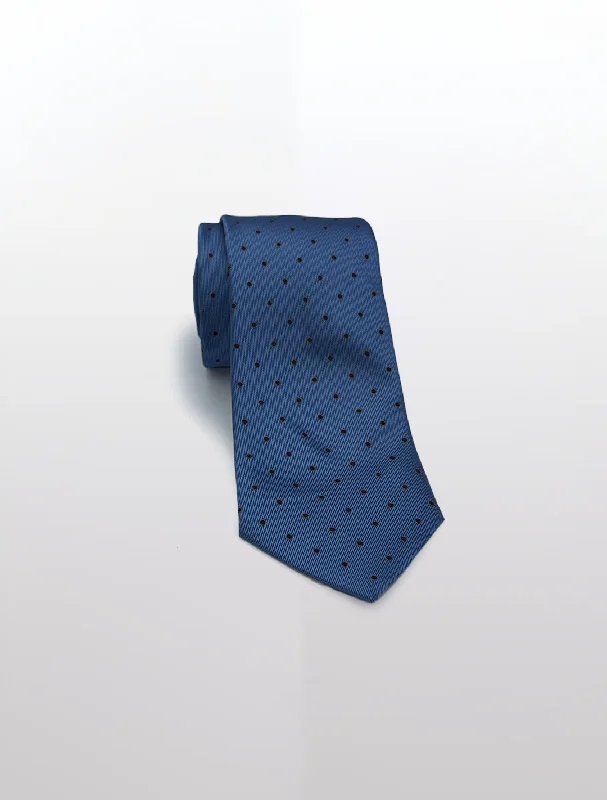 Luxurious Men's Silk-Lined SuitsBlue Polka Dot Patterned Microfiber Tie