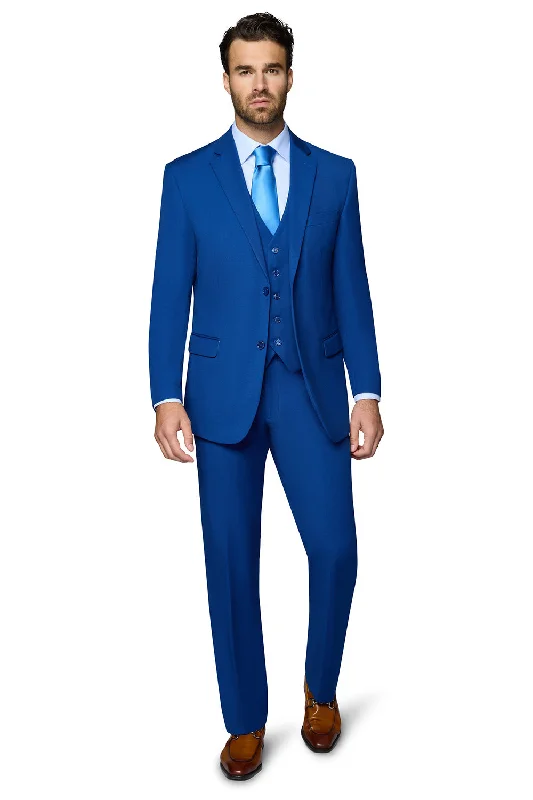 Men's Suits with Slim FitsBerragamo Vested Solid French Blue Modern Fit