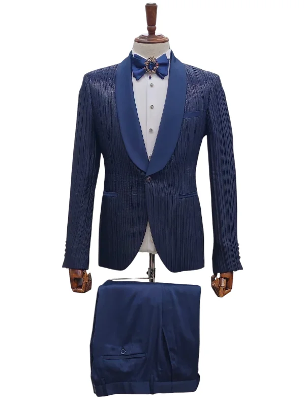 Men's Suits with Unstructured JacketsGiovanni Testi 1 Button Shawl Lapel Slim Fit Tuxedo EF1SX-8796 NAVY