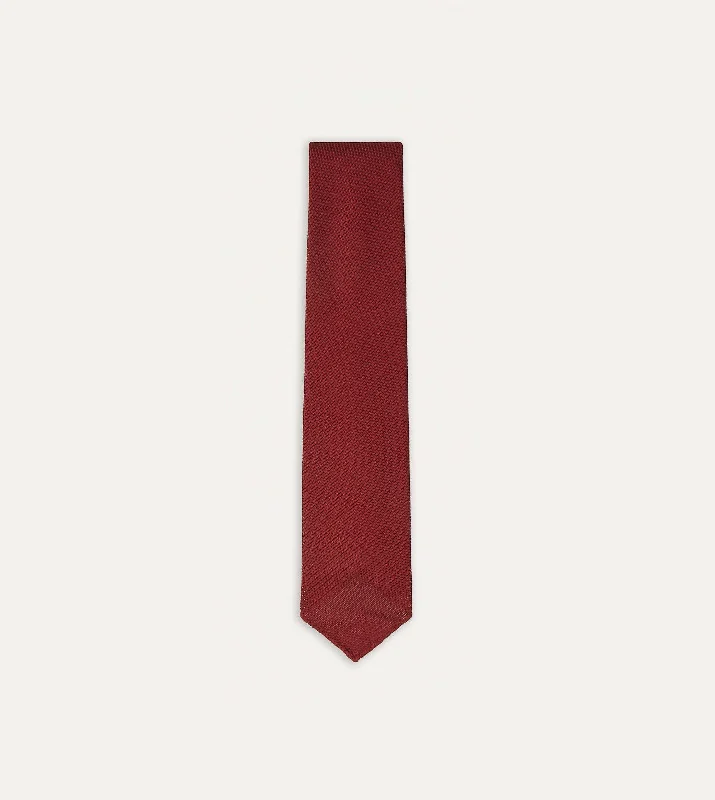 Men's Suits for Sports EventsRed Fine Woven Grenadine Silk Hand Rolled Tie