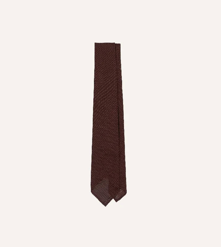 Men's Suits for Cocktail PartiesBurgundy Fine Woven Grenadine Silk Hand Rolled Tie