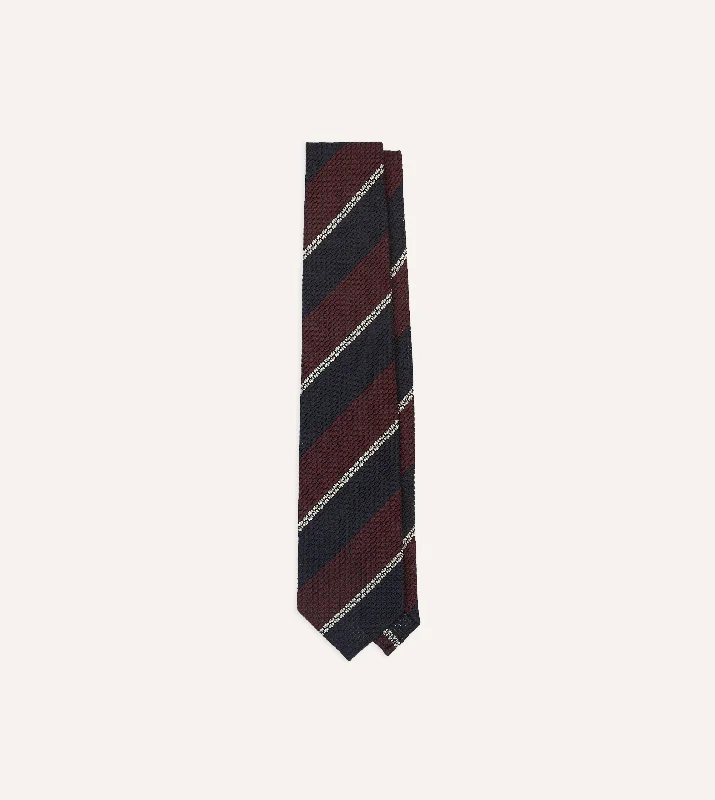 Men's Suits for Financial ServicesNavy, Red and White Multi Stripe Hand Rolled Silk Grenadine Tie