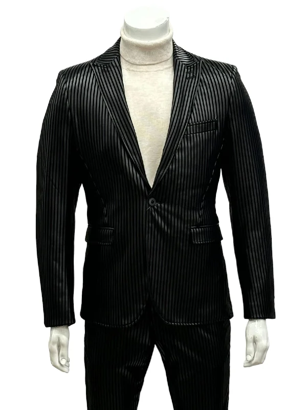 Men's Suits for LayeringGiovanni Testi 1 Button Peak Lapel suit GTRVL1P-4208 BLACK