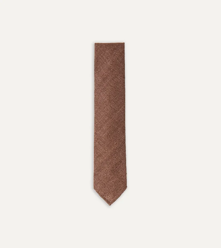 Essential Men's Business SuitsBrown Tussah Hand Rolled Silk Tie