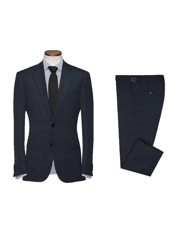 Men's Suits with Wide LegsDugdale Navy Blue Wool Flannel Suit