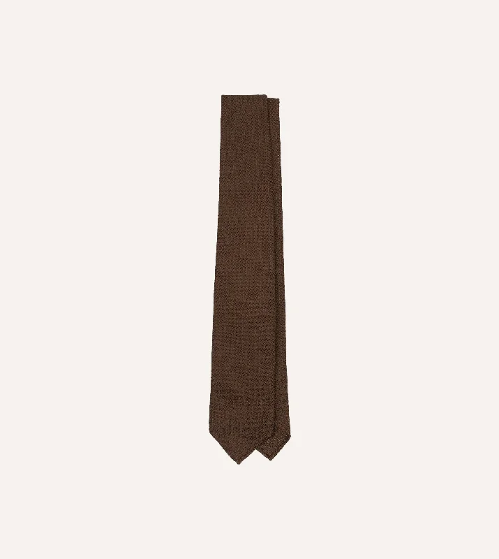 Men's Suits with Full-Canvas ConstructionsBrown Hand Rolled Large Knot Grenadine Tie