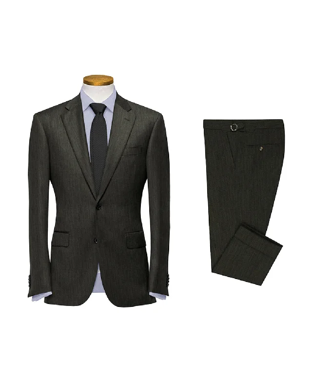 Men's Suits for Formal EventsVBC: Brown Grey Twill Suit