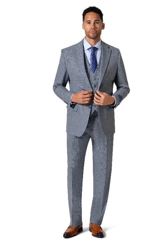 Men's Suits with Hidden PocketsBerragamo BP04KE-07 3PC Notch Modern Big & Tall Suit - Blue