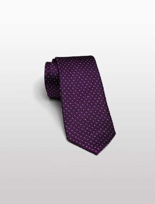 Men's Suits with Wide LegsMen's Purple with White Pin Dots Patterned 100% Silk Tie