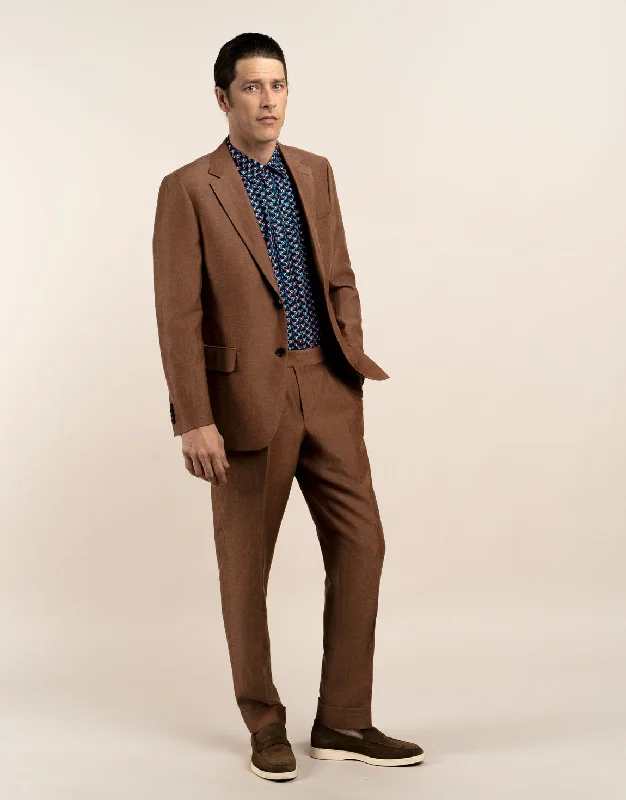 Men's Suits with Shawl LapelsHawker Tobacco Linen Blend Suit