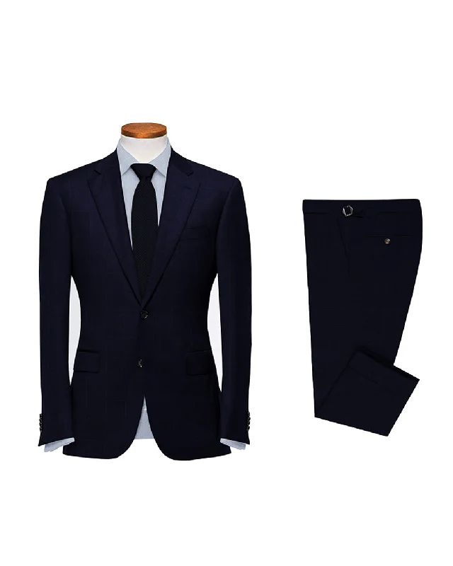 Men's Suits with Custom MonogramsDrago: Super 160s Navy Prince of Wales Checks Suit