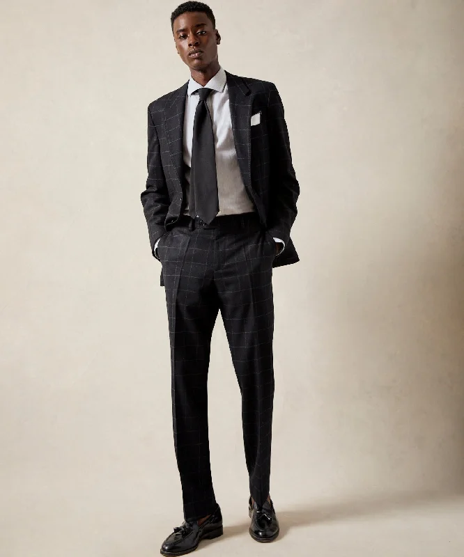 Men's Suits with Tweed FabricsItalian Flannel Sutton Trouser in Black Windowpane