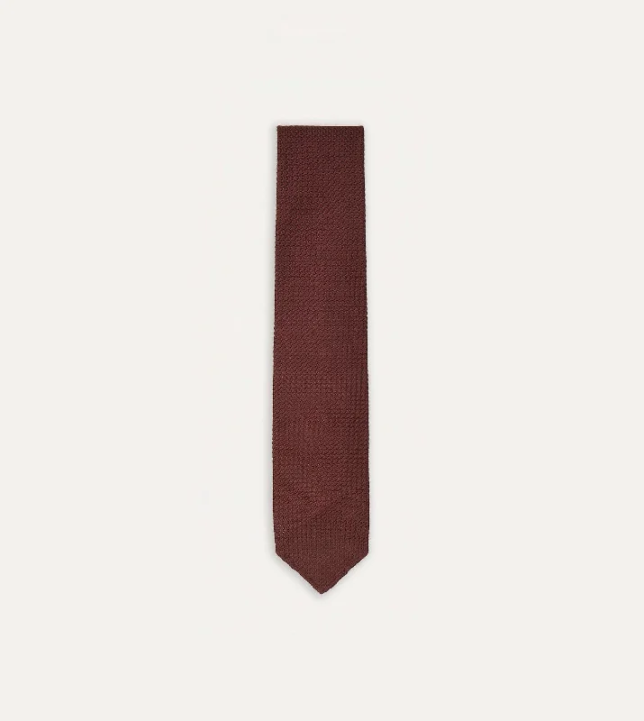 Men's Suits with Reinforced StitchingWine Hand rolled Large Knot Grenadine Tie