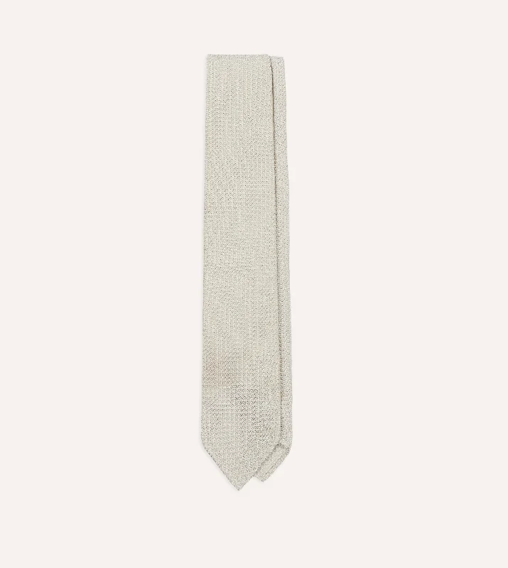 Men's Suits with Ticket PocketsCream Hand Rolled Large Knot Grenadine Tie