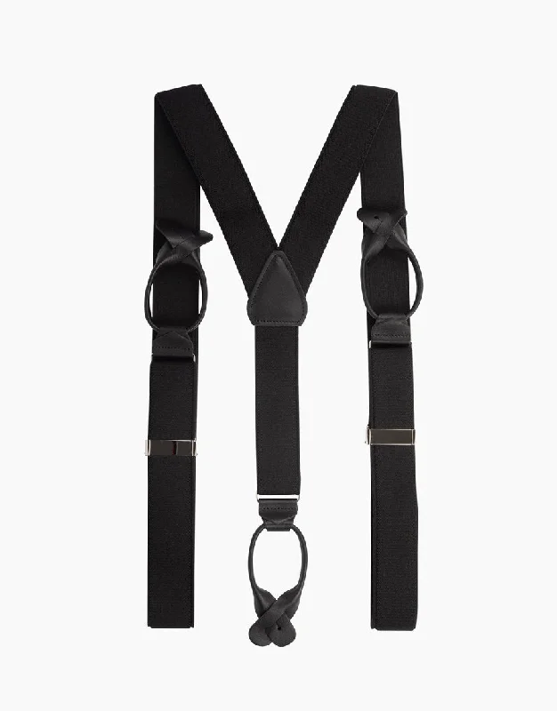 Men's Suits for Short MenY Back Black Suspender Leather End Braces