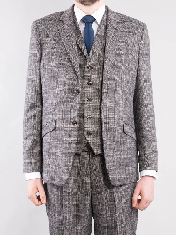 Men's Suits for Legal ProfessionsGrey Check 3-Piece Tweed Suit