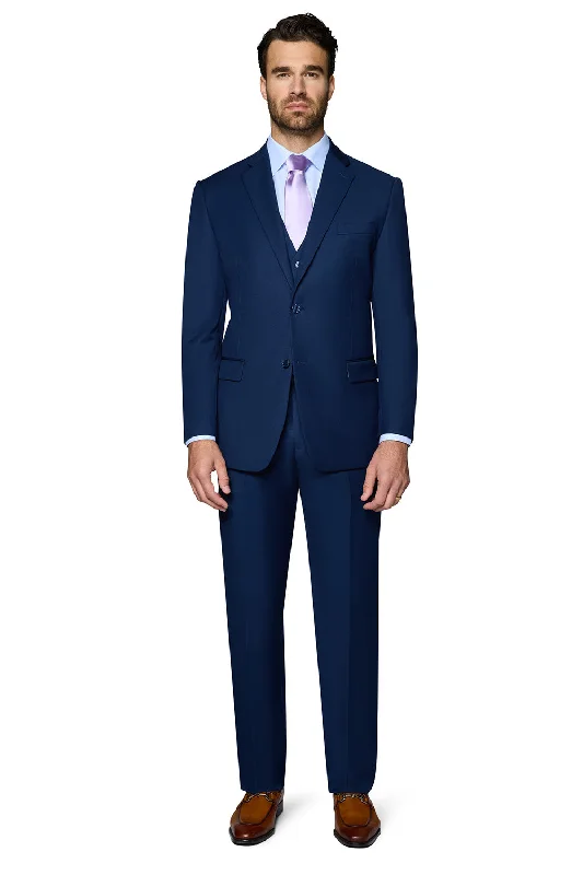 Men's Suits with Half-Canvas ConstructionsBerragamo Vested Solid New Blue Modern Fit