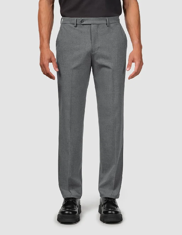 Practical Men's Machine-Washable SuitsEssential Suit Pants Relaxed Fit Dark Grey Melange