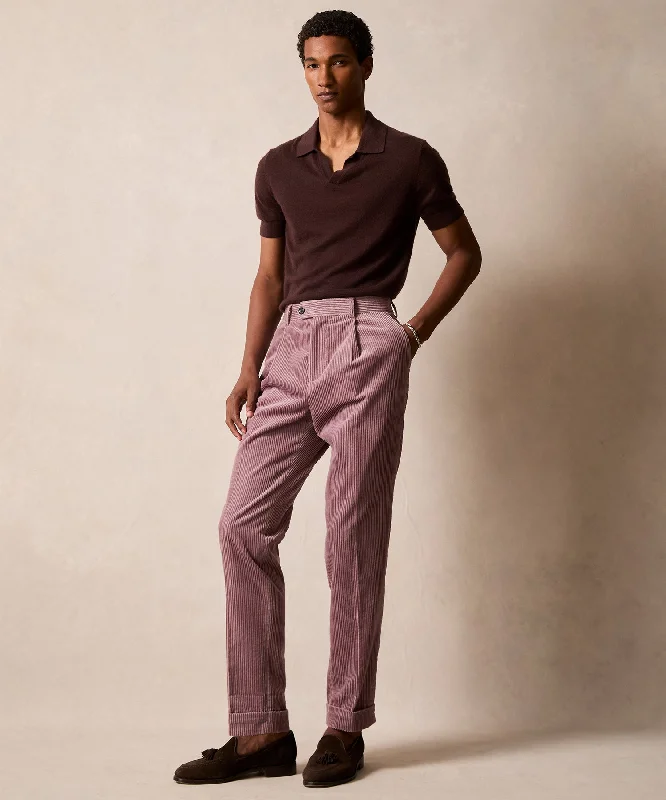 Men's Suits with Relaxed FitsItalian Wide Wale Corduroy Madison Trouser in Mauve