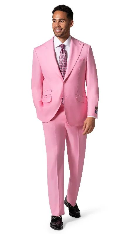 Men's Suits with Personalized LiningsBerragamo Elegant - 10174.001 Wool Suit Modern Peak - Pink